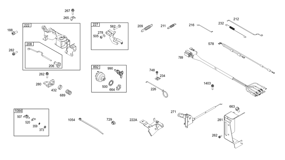 Controls Group Diagram and Parts List for 356447-0049-F1 200000 - 399999 Briggs and Stratton Engine